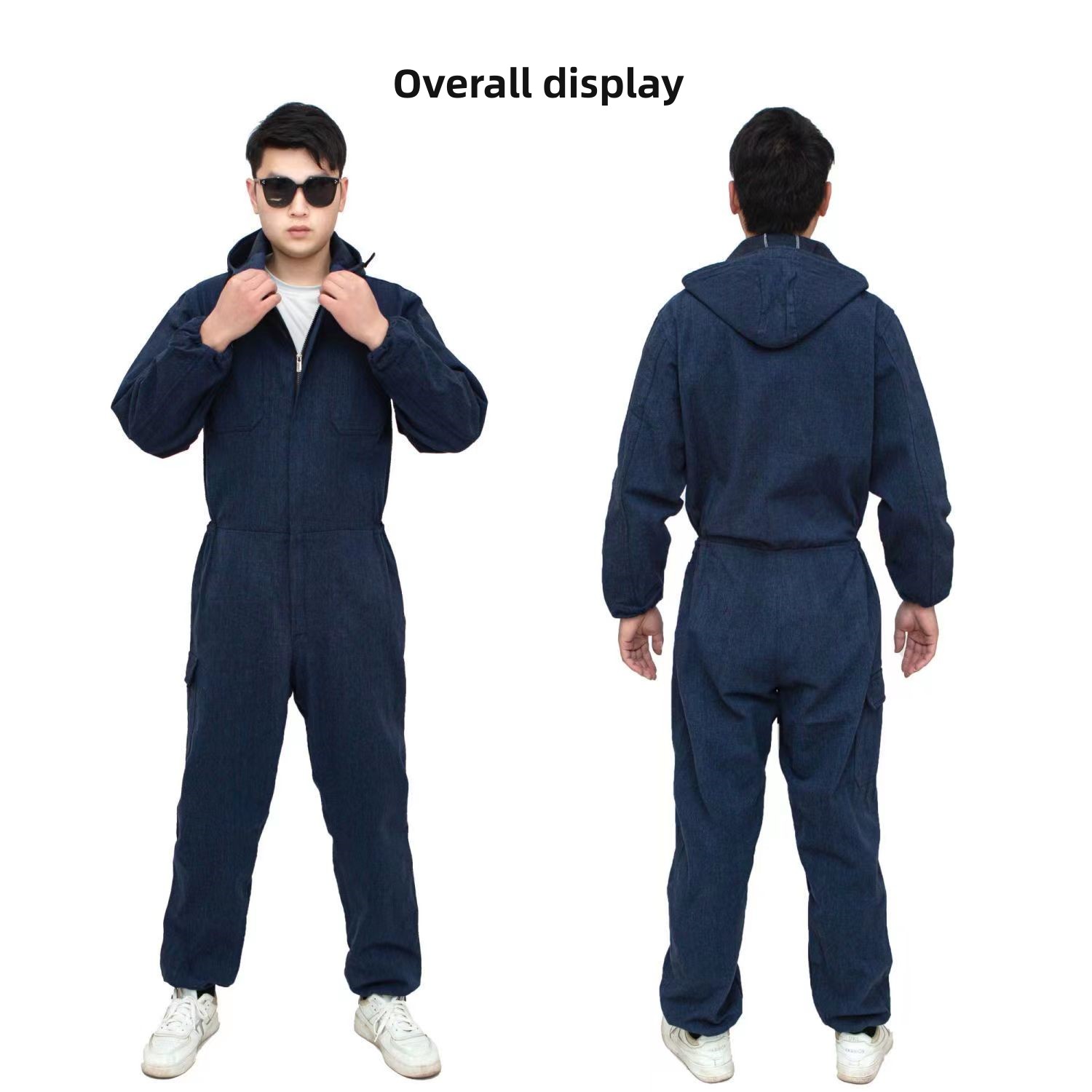 Leather Work Overalls - Men's One-Piece Work Uniform, Wear-Resistant, Dark