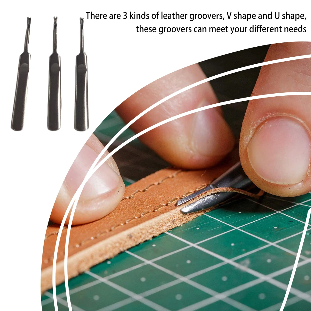 3Pcs Leather Groover Kit U V S - Leatherwork Edge Beveler recension och pris