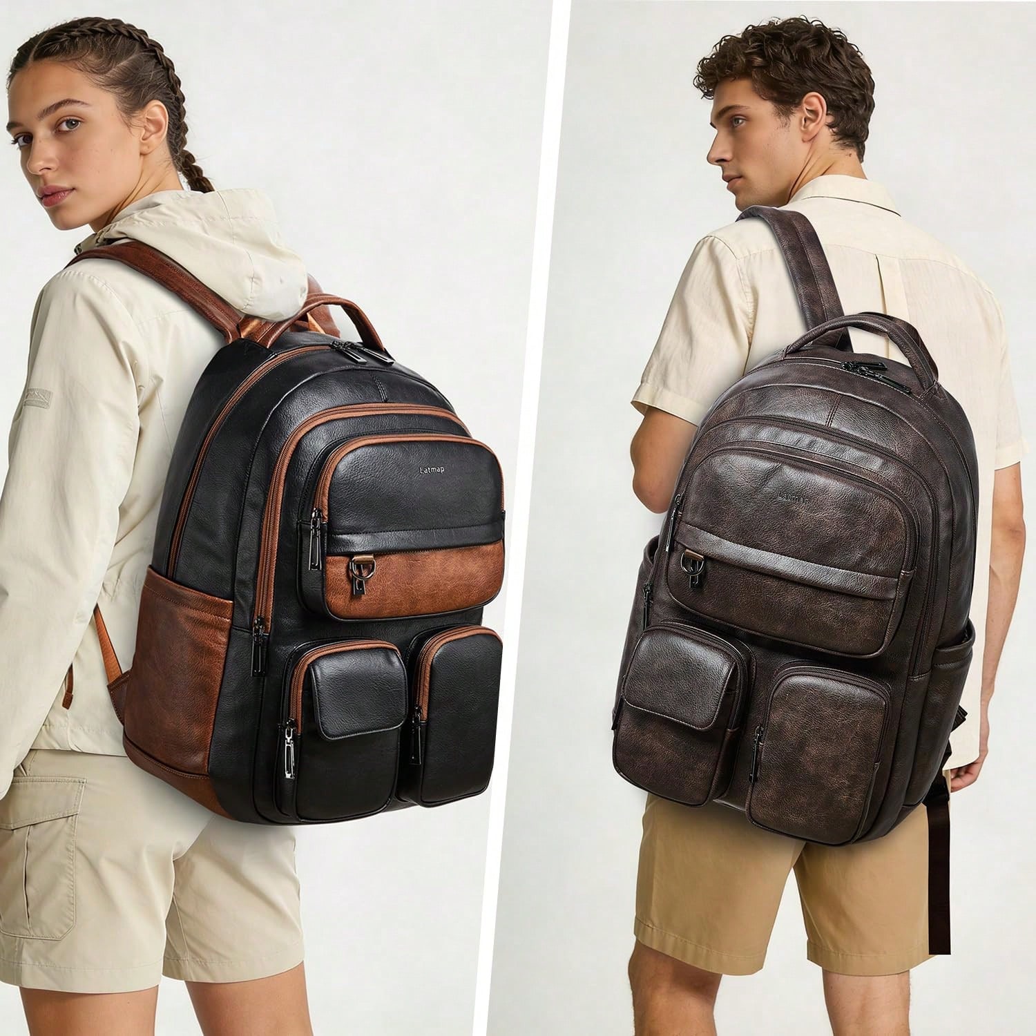 LATMAP Vegan Leather Backpack  - Leather Work Womens Backpack recension och pris