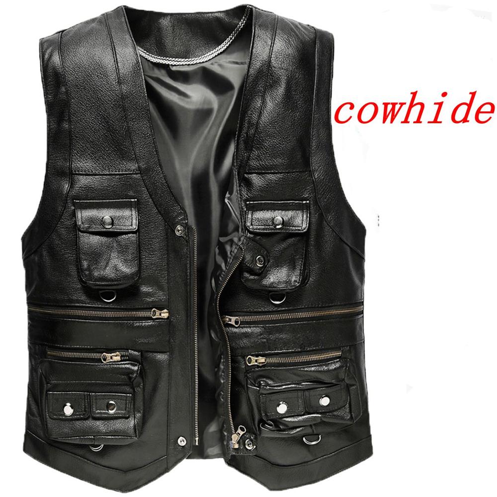 2025 Cowhide Genuine Leather V - Leather Work Vest recension och pris