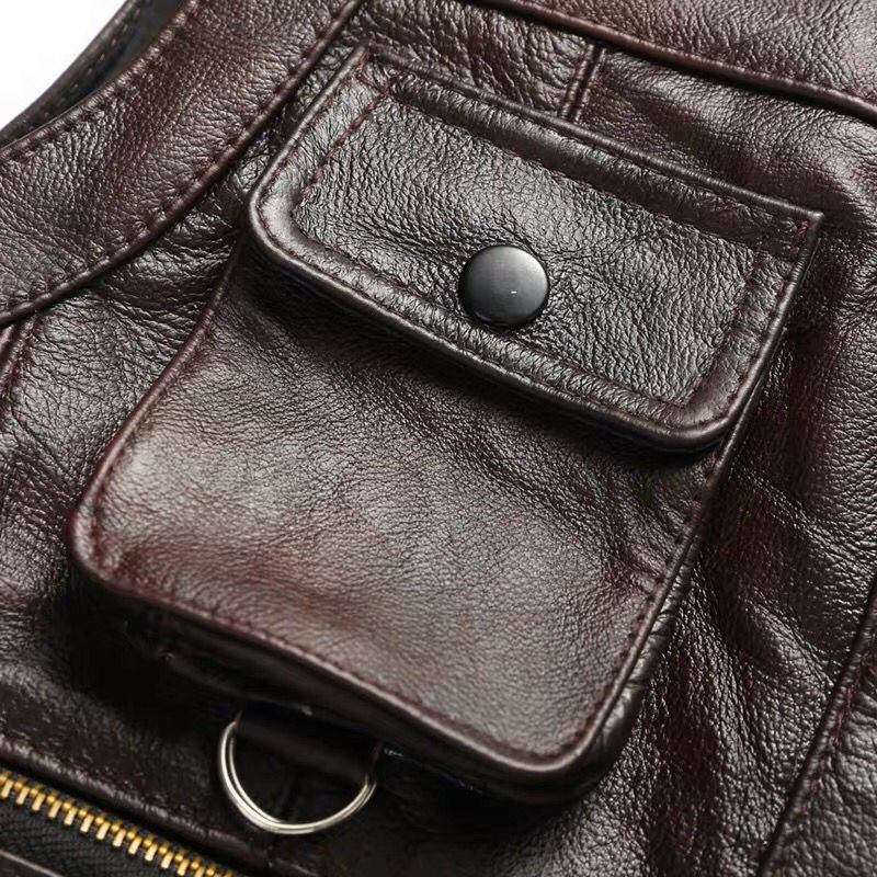 2025 Cowhide Genuine Leather V - Leather Work Vest recension och pris