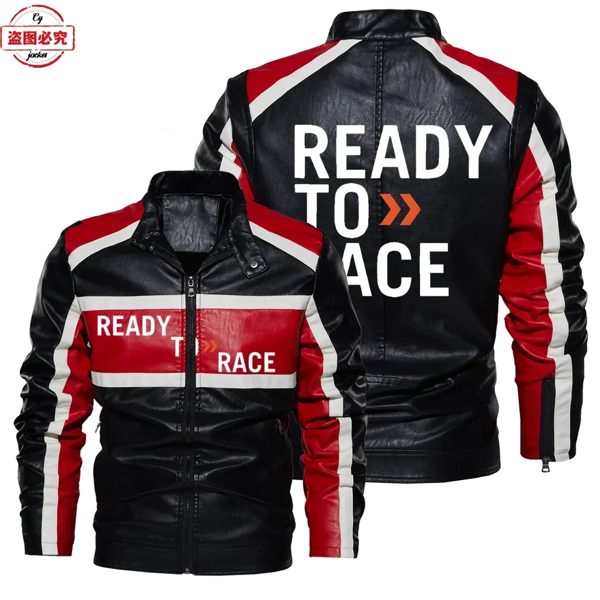 Ready To Race Logo Printed Off - Leather Work Jacket With Hood recension och pris