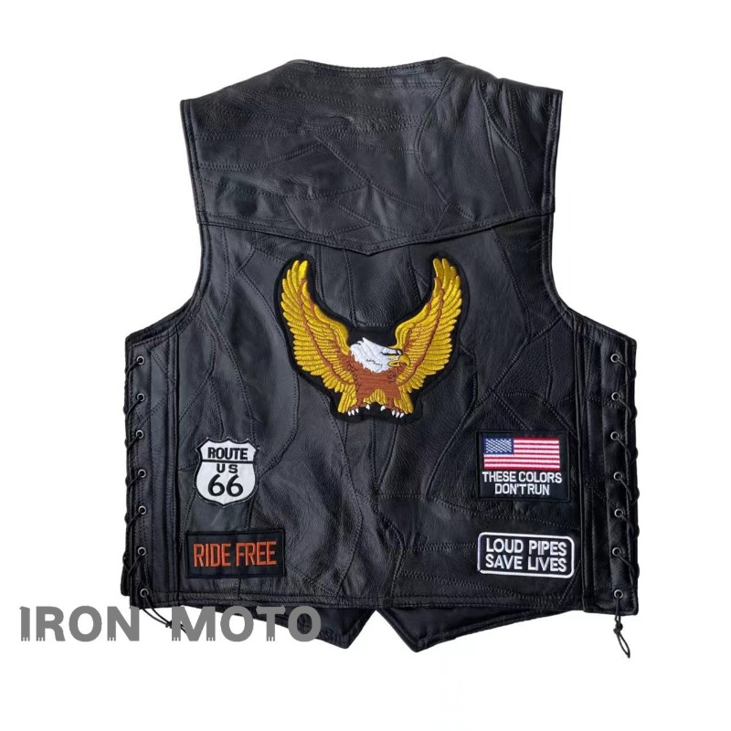 NEW Motorcycle Vests Men Cafe  - Leather Work Vest recension och pris