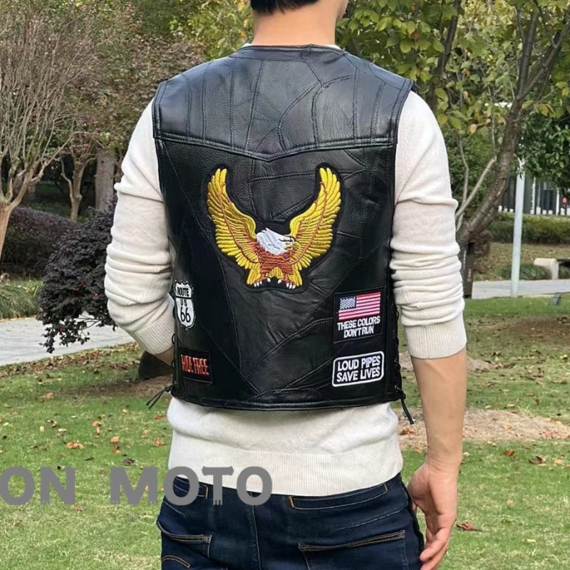 NEW Motorcycle Vests Men Cafe  - Leather Work Vest recension och pris