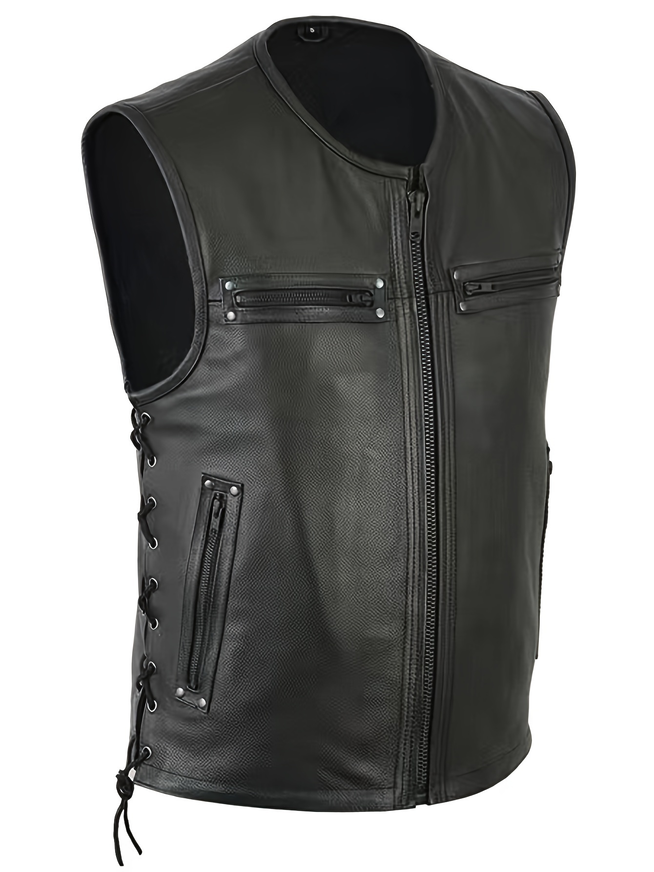 Men Solid Color Vest Motorcycl - Leather Work Vest For Men recension och pris