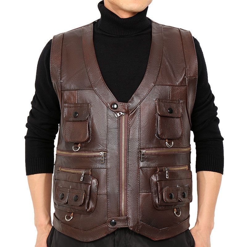 Cowhide Genuine Leather Vest W - Leather Work Vest recension och pris