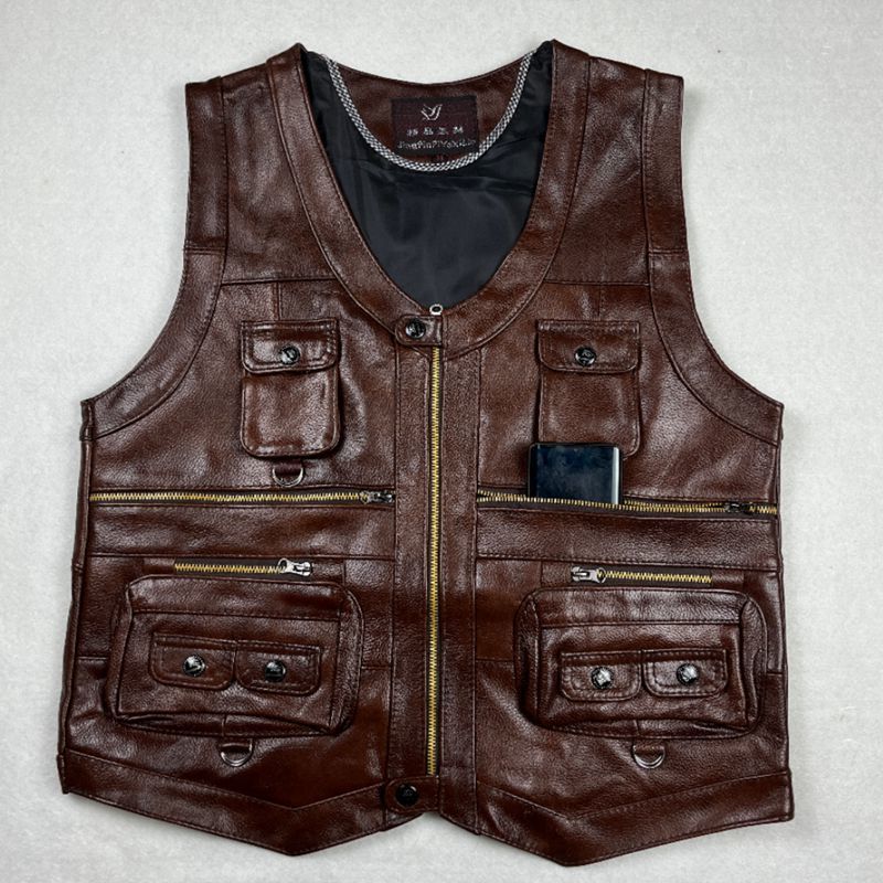 Cowhide Genuine Leather Vest W - Leather Work Vest recension och pris