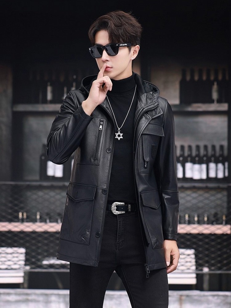 Winter Business Men Work Mid L - Leather Work Jacket With Hood recension och pris