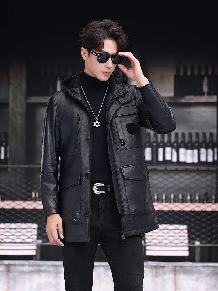 Winter Business Men Work Mid L - Leather Work Jacket With Hood recension och pris