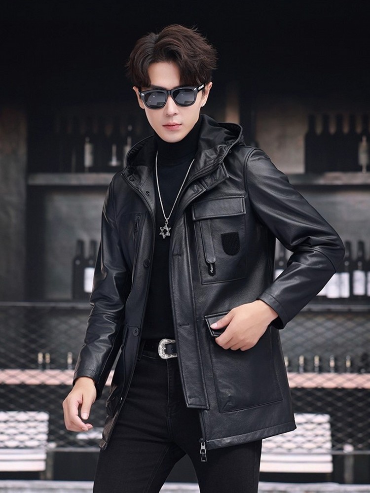 Winter Business Men Work Mid L - Leather Work Jacket With Hood recension och pris
