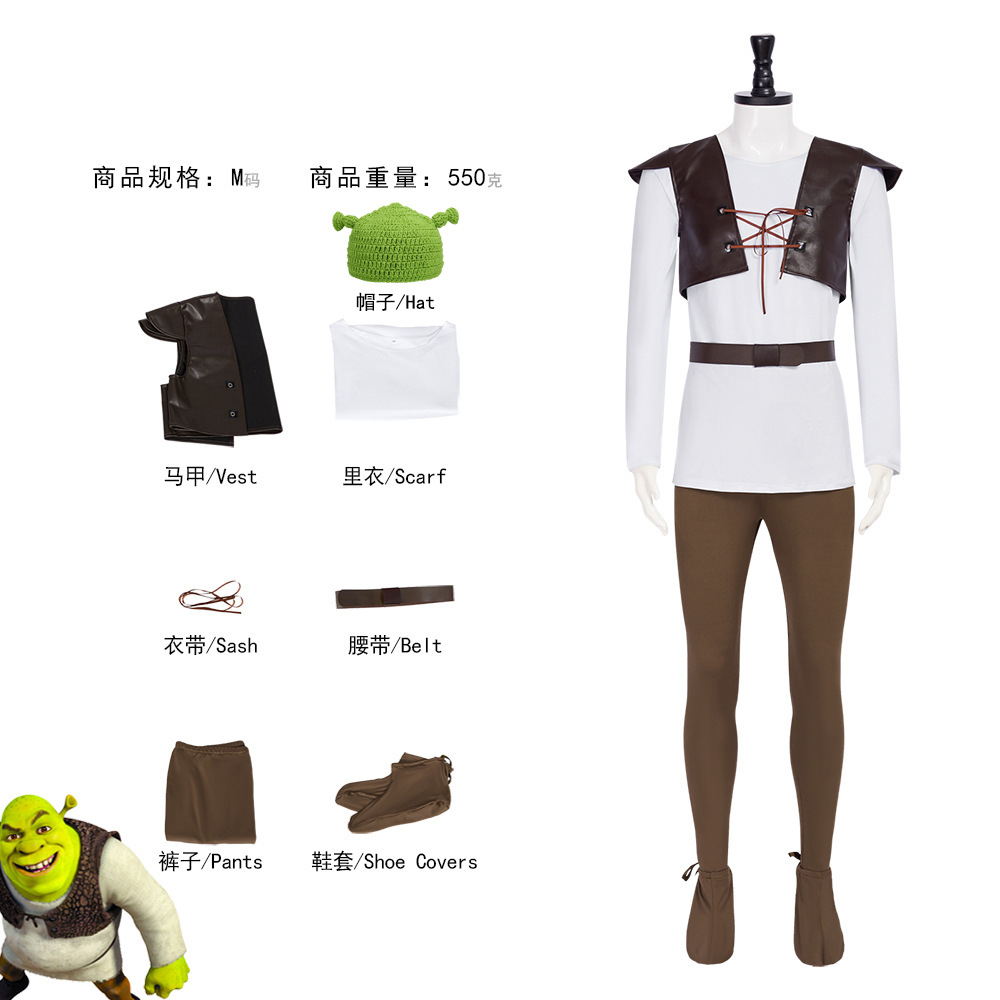 Shrek Cosplay Costumes Green H - Leather Work Vest recension och pris