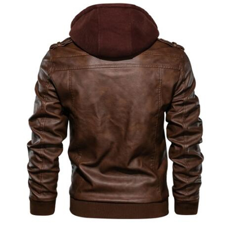 Men Hooded Coats Pu Jackets Zi - Leather Work Jacket With Hood recension och pris