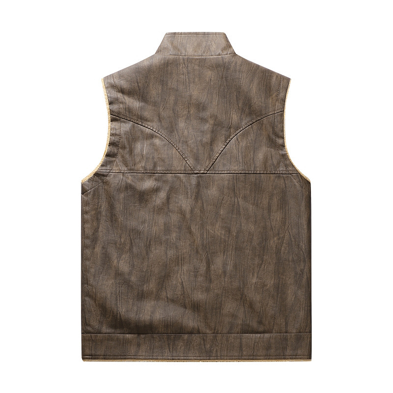 Autumn and Winter New Plush PU - Leather Work Vest For Men recension och pris