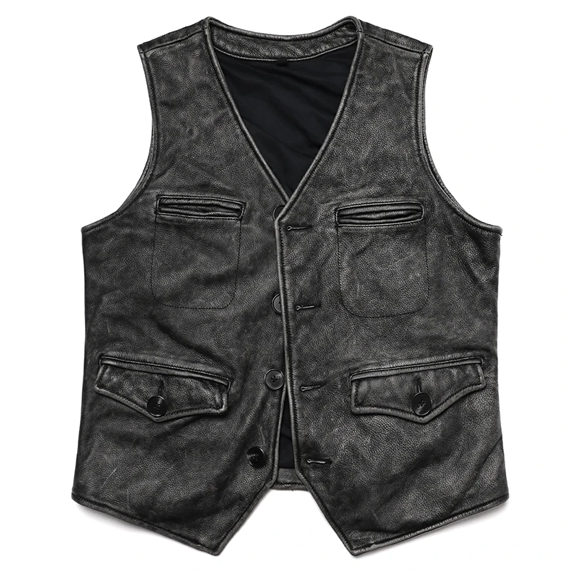 New Gery Vintage Genuine Leath - Leather Work Vest For Men recension och pris