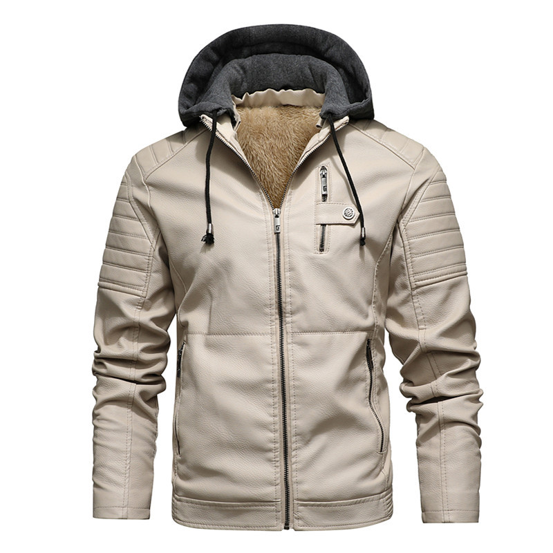 Men Hooded Coat Thick Warm Pu  - Leather Work Jacket With Hood recension och pris
