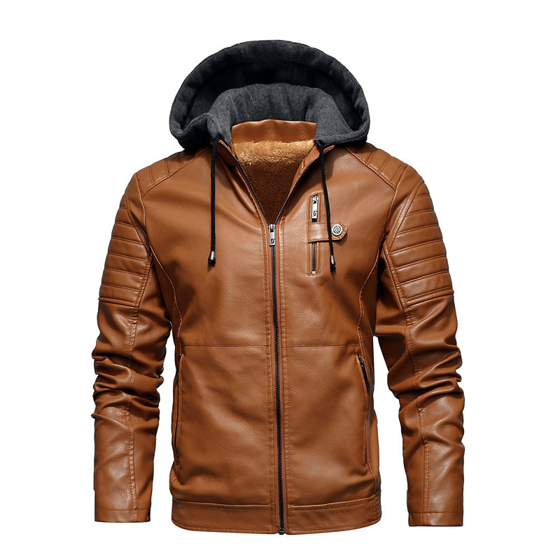 Men Hooded Coat Thick Warm Pu  - Leather Work Jacket With Hood recension och pris