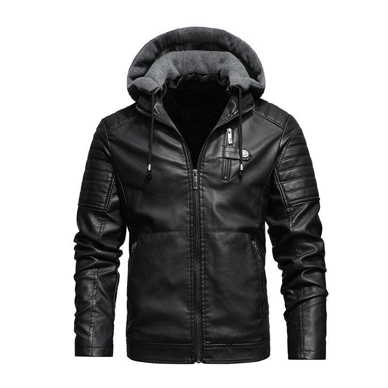 Men Hooded Coat Thick Warm Pu  - Leather Work Jacket With Hood recension och pris