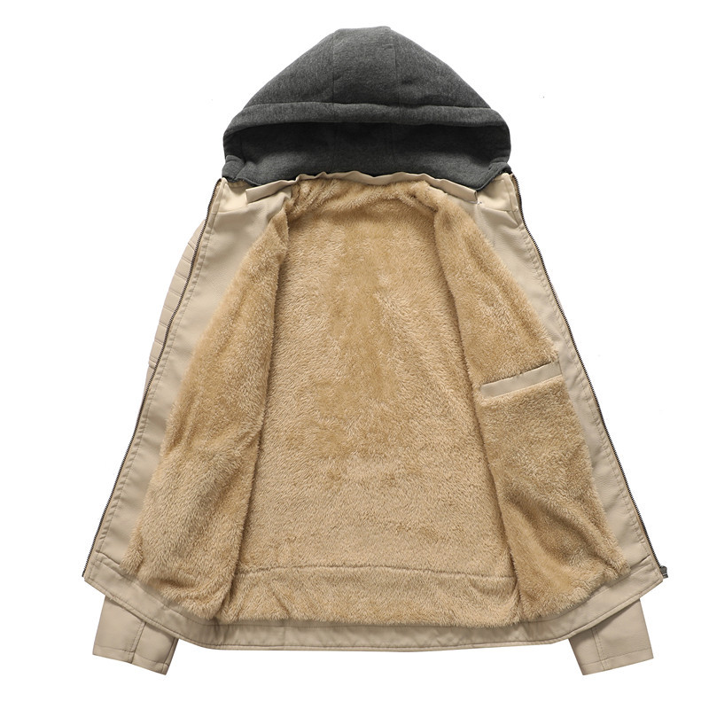 Men Hooded Coat Thick Warm Pu  - Leather Work Jacket With Hood recension och pris