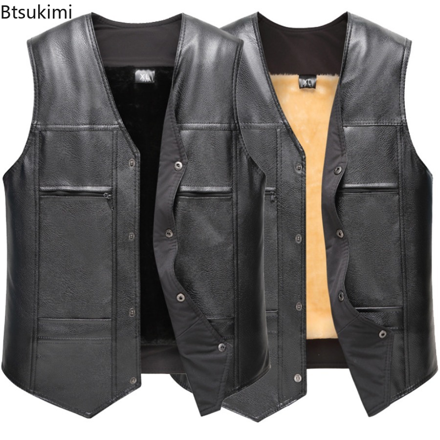 Autumn Winter New Men's Leathe - Leather Work Vest recension och pris