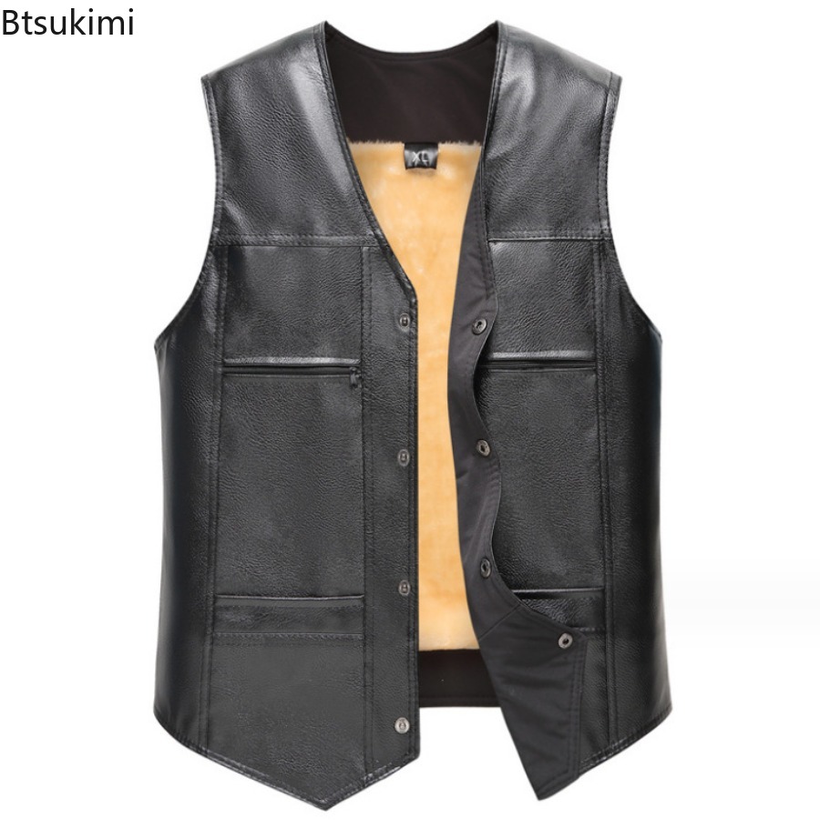 Autumn Winter New Men's Leathe - Leather Work Vest recension och pris