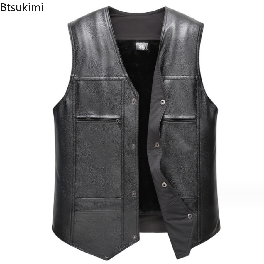 Autumn Winter New Men's Leathe - Leather Work Vest recension och pris