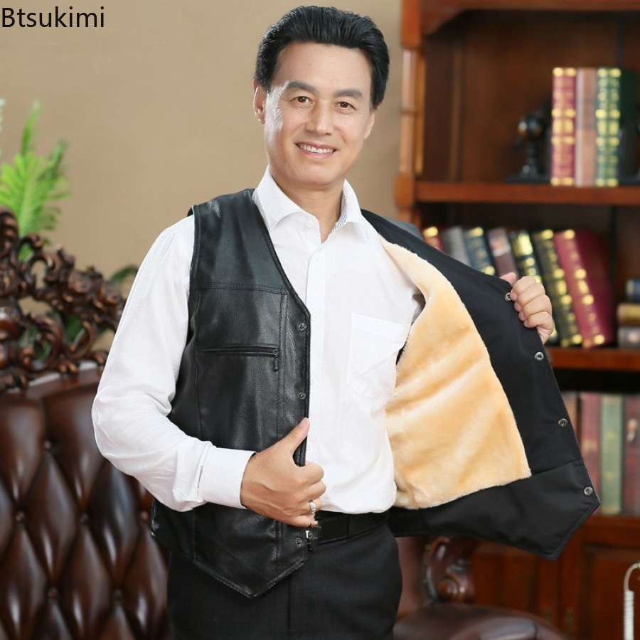 Autumn Winter New Men's Leathe - Leather Work Vest recension och pris