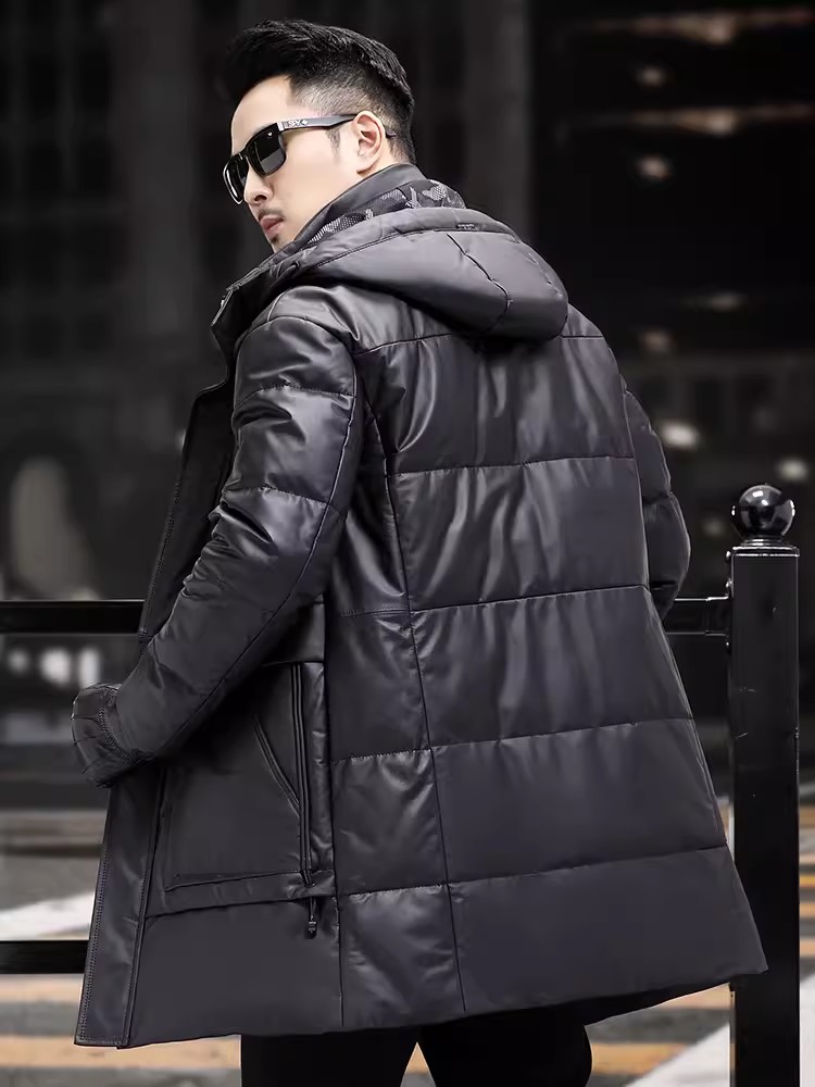 Winter Mens Thick Warm White G - Leather Work Jacket With Hood recension och pris