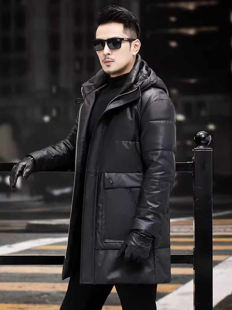 Winter Mens Thick Warm White G - Leather Work Jacket With Hood recension och pris