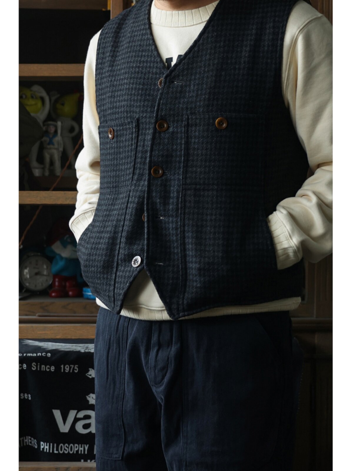 Secondorder FW24 Vintage Wool  - Leather Work Vest For Men recension och pris