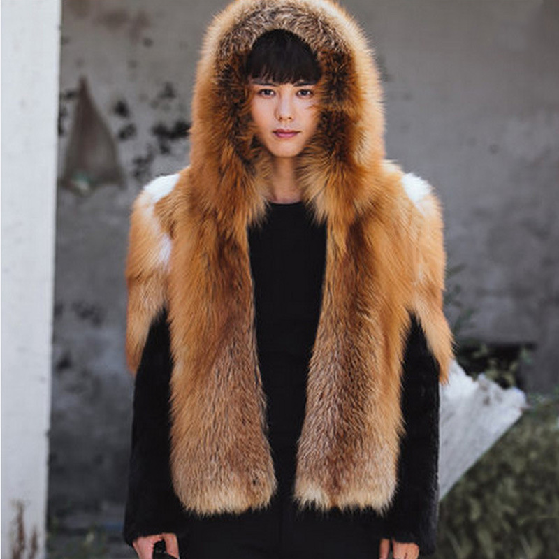 2026 Men Faux Fur Fox Coats Sh - Leather Work Jacket With Hood recension och pris
