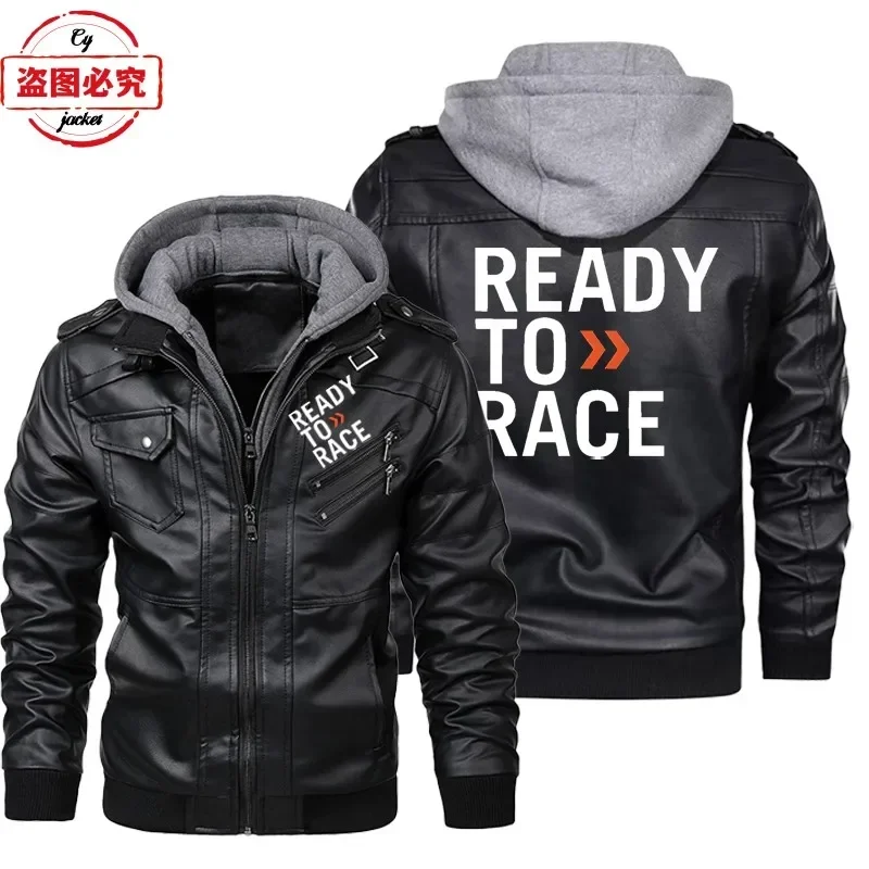 Ready To Race Logo Printed Off - Leather Work Jacket With Hood recension och pris