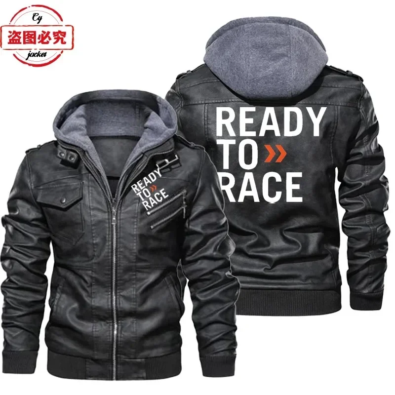 Ready To Race Logo Printed Off - Leather Work Jacket With Hood recension och pris