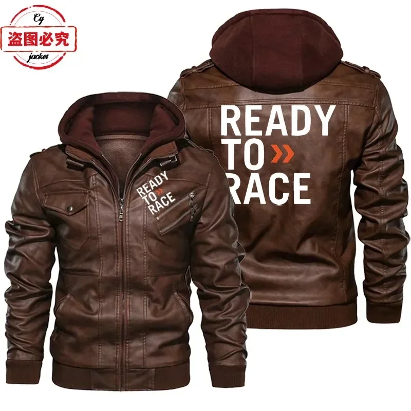 Ready To Race Logo Printed Off - Leather Work Jacket With Hood recension och pris