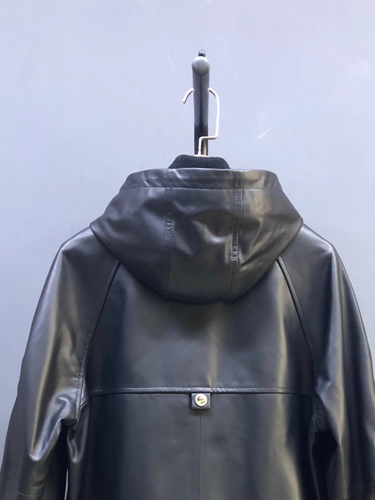 Hot Sale Autumn Women Natural  - Leather Work Jacket With Hood recension och pris