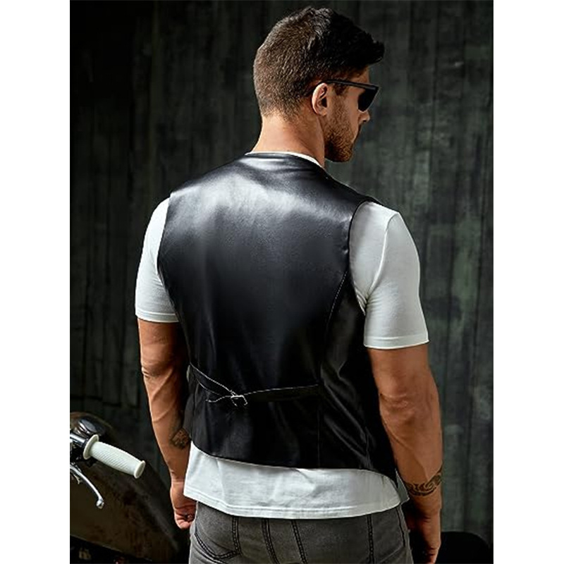 New Simple Men's PU Slim-fit L - Leather Work Vest recension och pris
