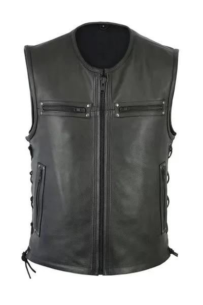 New Solid Color Stand Collar L - Leather Work Vest recension och pris