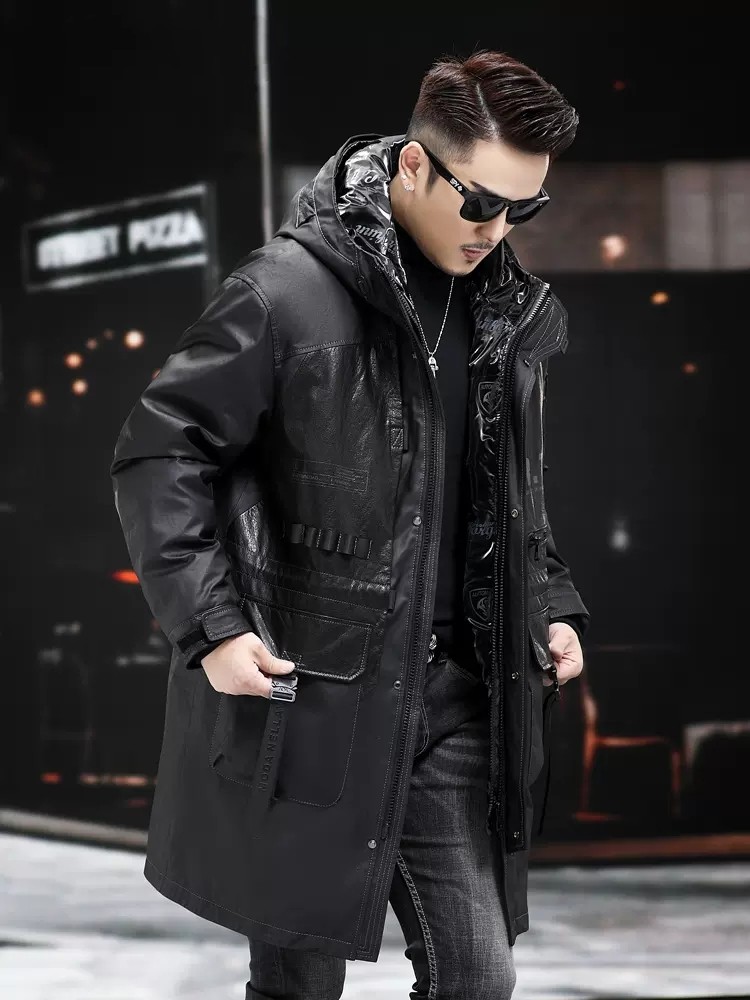 Winter Genuine Leather Coat Me - Leather Work Jacket With Hood recension och pris