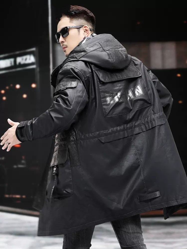 Winter Genuine Leather Coat Me - Leather Work Jacket With Hood recension och pris