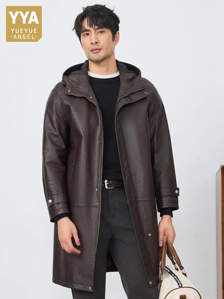 Fashion Mens Autum New Hooded  - Leather Work Jacket With Hood recension och pris
