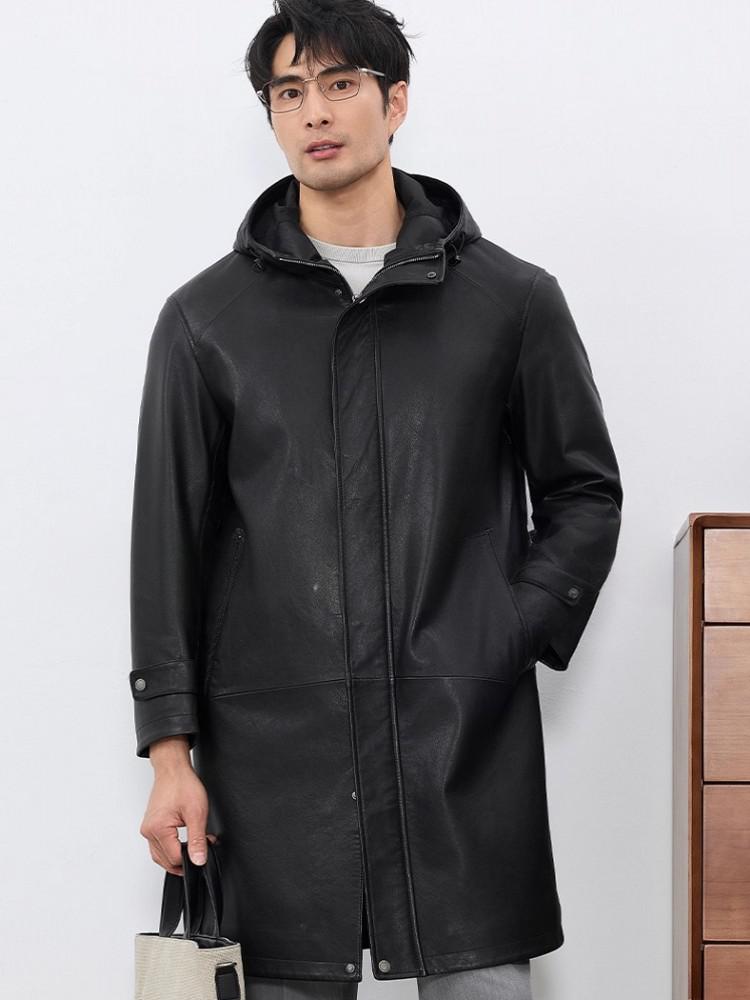 Fashion Mens Autum New Hooded  - Leather Work Jacket With Hood recension och pris