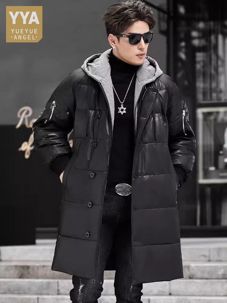 Winter New Men Hooded Long Gen - Leather Work Jacket With Hood recension och pris