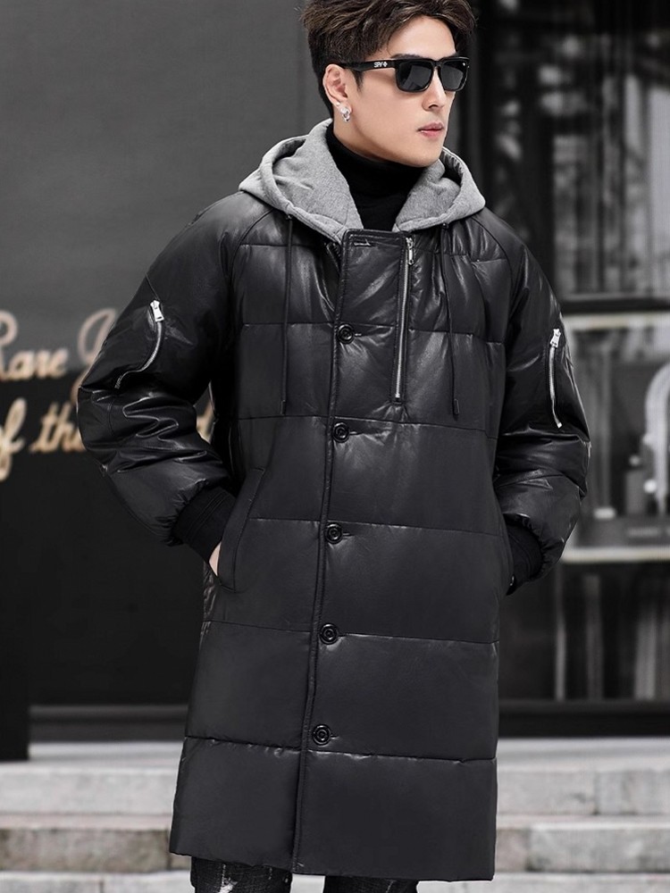 Winter New Men Hooded Long Gen - Leather Work Jacket With Hood recension och pris