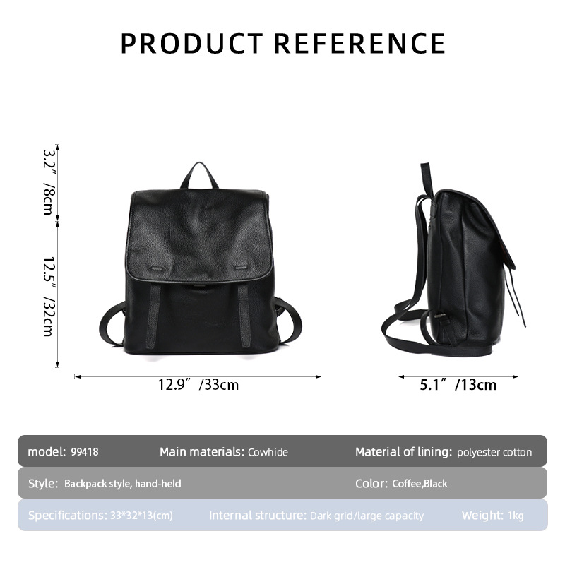 Women Top Grain Cowhide Flap B - Leather Work Womens Backpack recension och pris