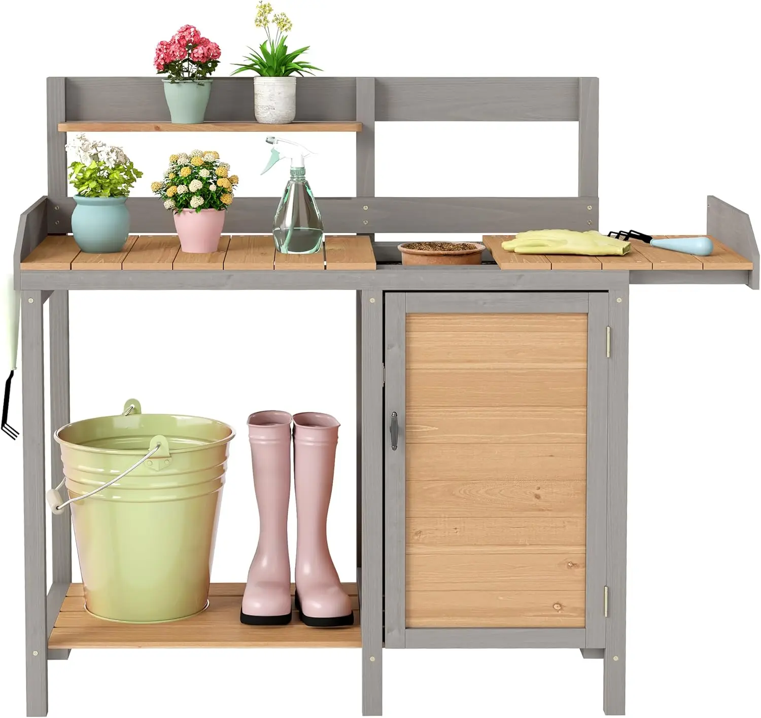 Wooden Potting Bench Table wit - Leatherwork Bench recension och pris