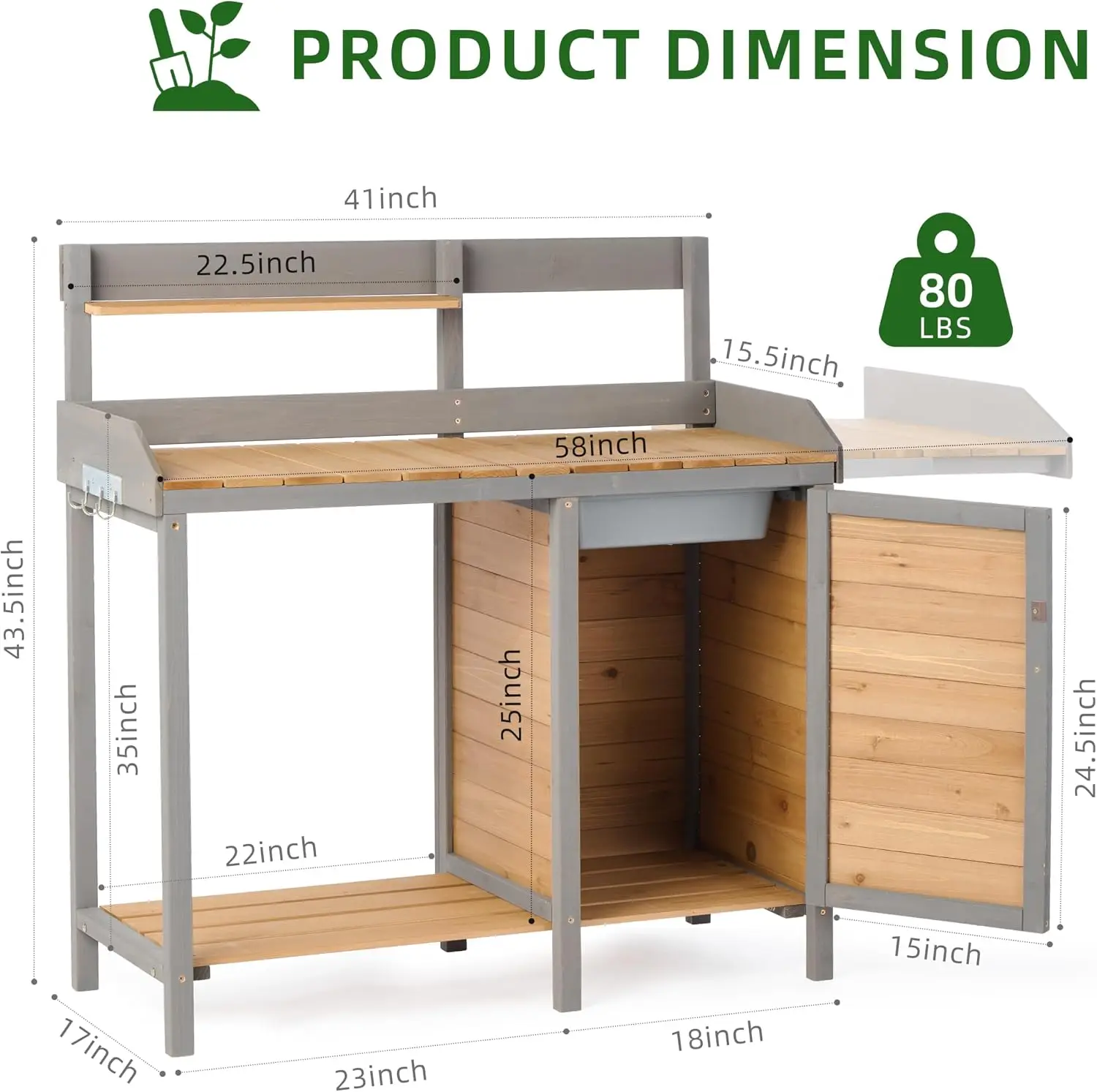 Wooden Potting Bench Table wit - Leatherwork Bench recension och pris