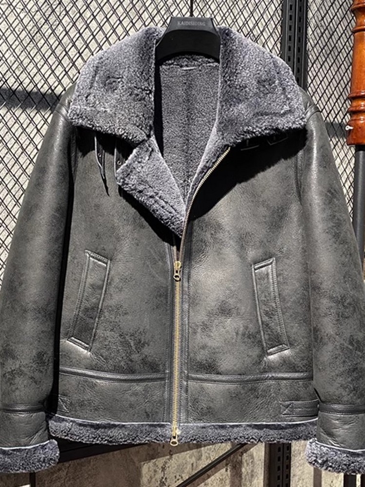 Men Winter Warm Wool Lining Sh - Leather Work Jacket With Hood recension och pris