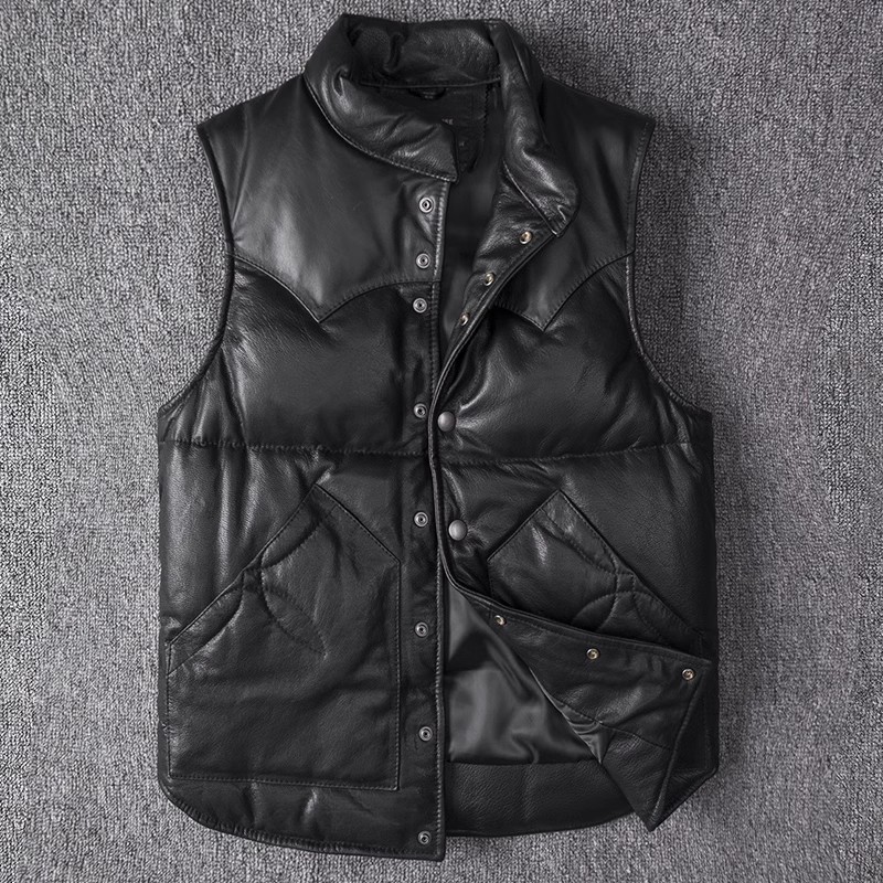 Men's Slim Fit Leather Jacket  - Leather Work Vest recension och pris