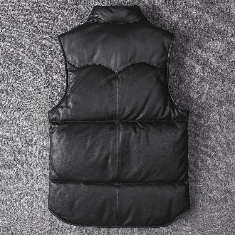 Men's Slim Fit Leather Jacket  - Leather Work Vest recension och pris