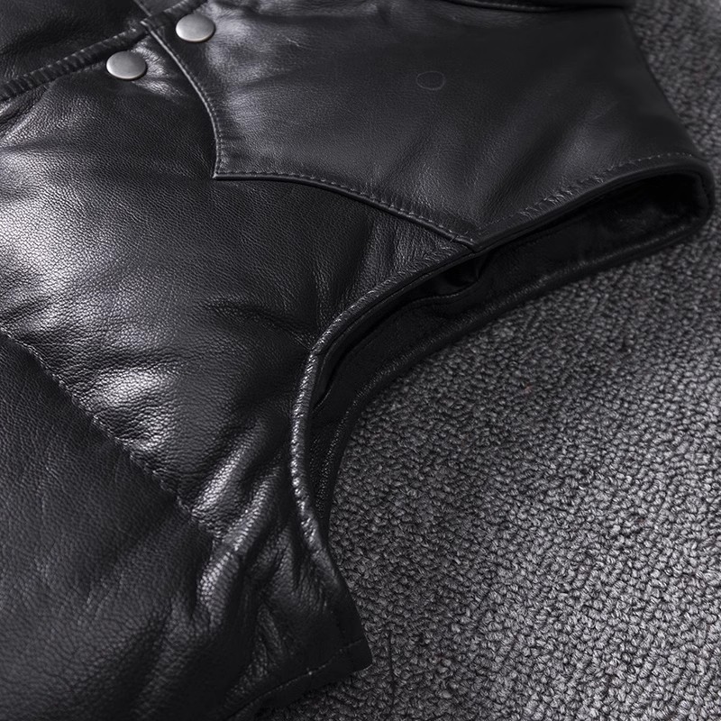 Men's Slim Fit Leather Jacket  - Leather Work Vest recension och pris