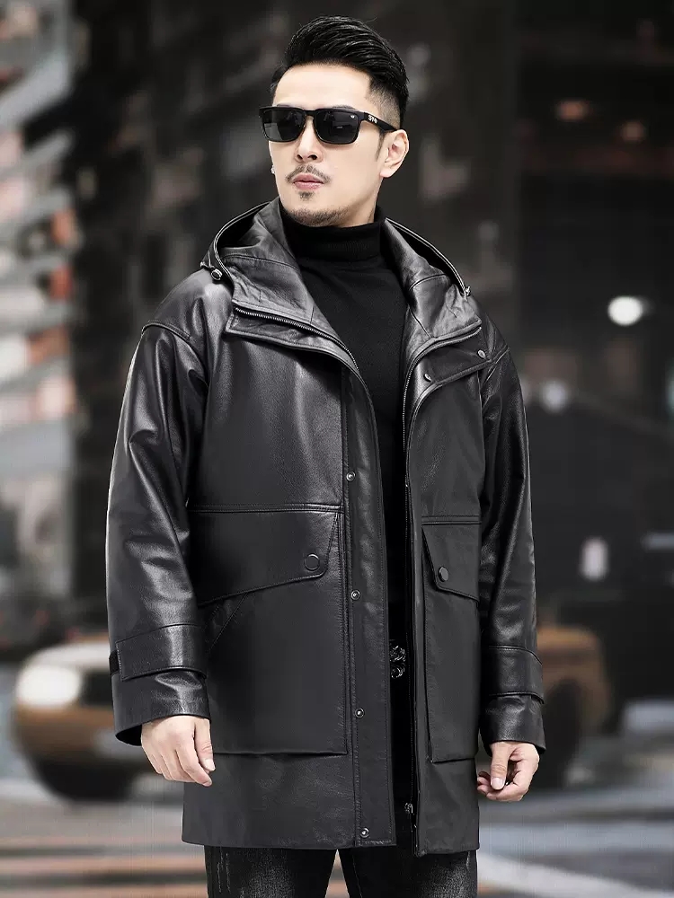 Winter Men Warm Work Down Jack - Leather Work Jacket With Hood recension och pris